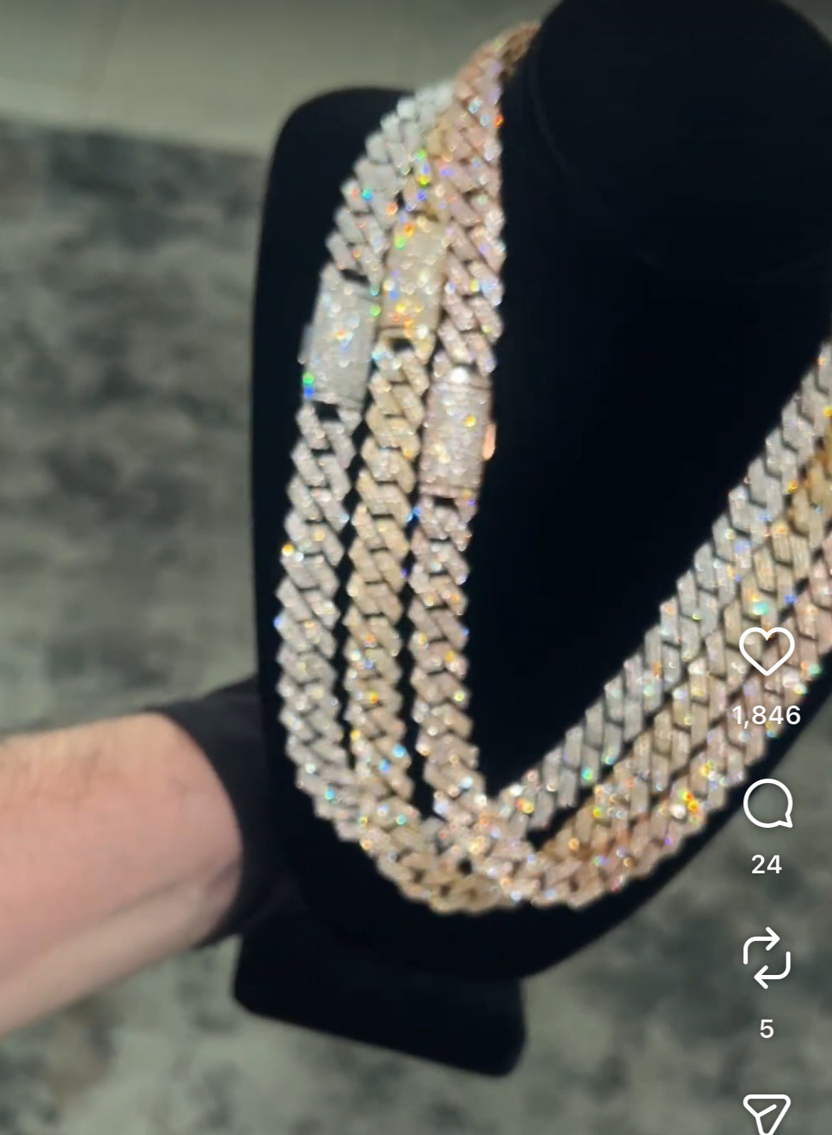 14k Rose Gold VVS1 Diamonds SOLID CUBAN CHAIN