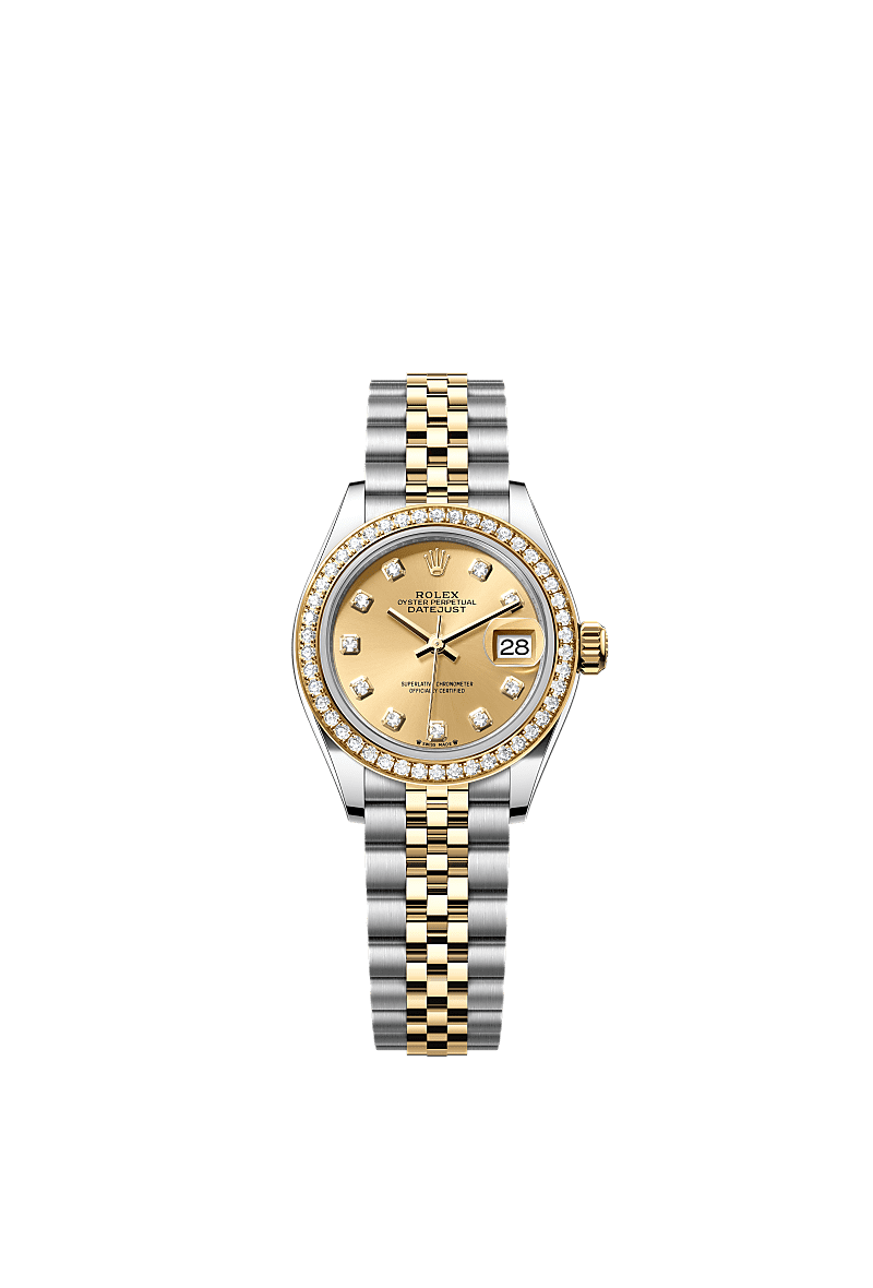 Two-tone Rolex with diamond bezel