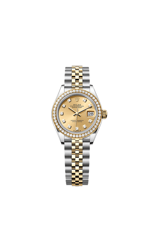 Two-tone Rolex with diamond bezel